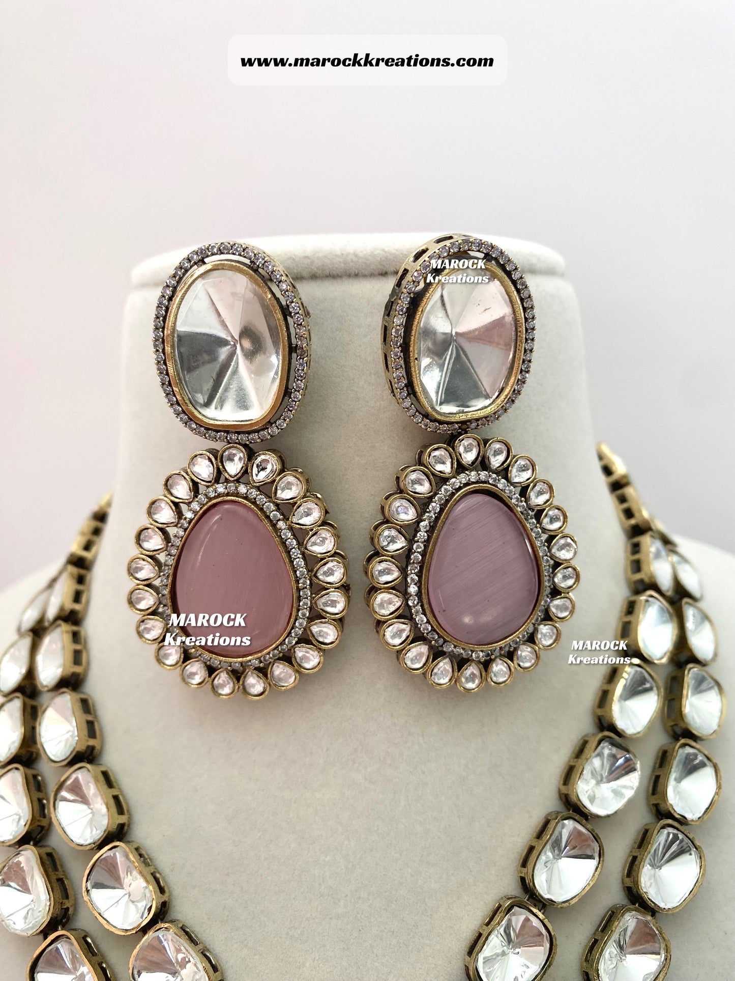 Premium Quality uncut Kundan Moissanite Necklace set