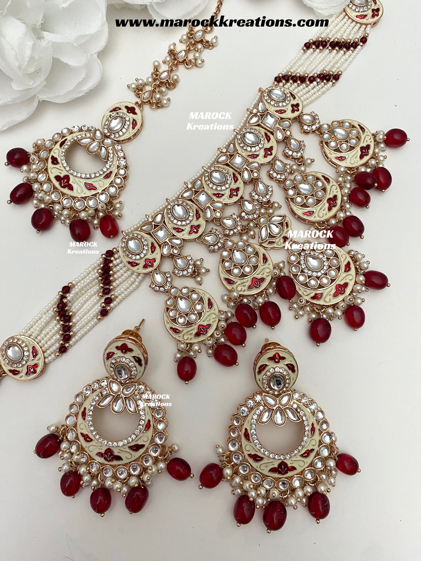 Nirvi Premium Quality Rose Gold Kundan Meenakari Choker/Necklace set