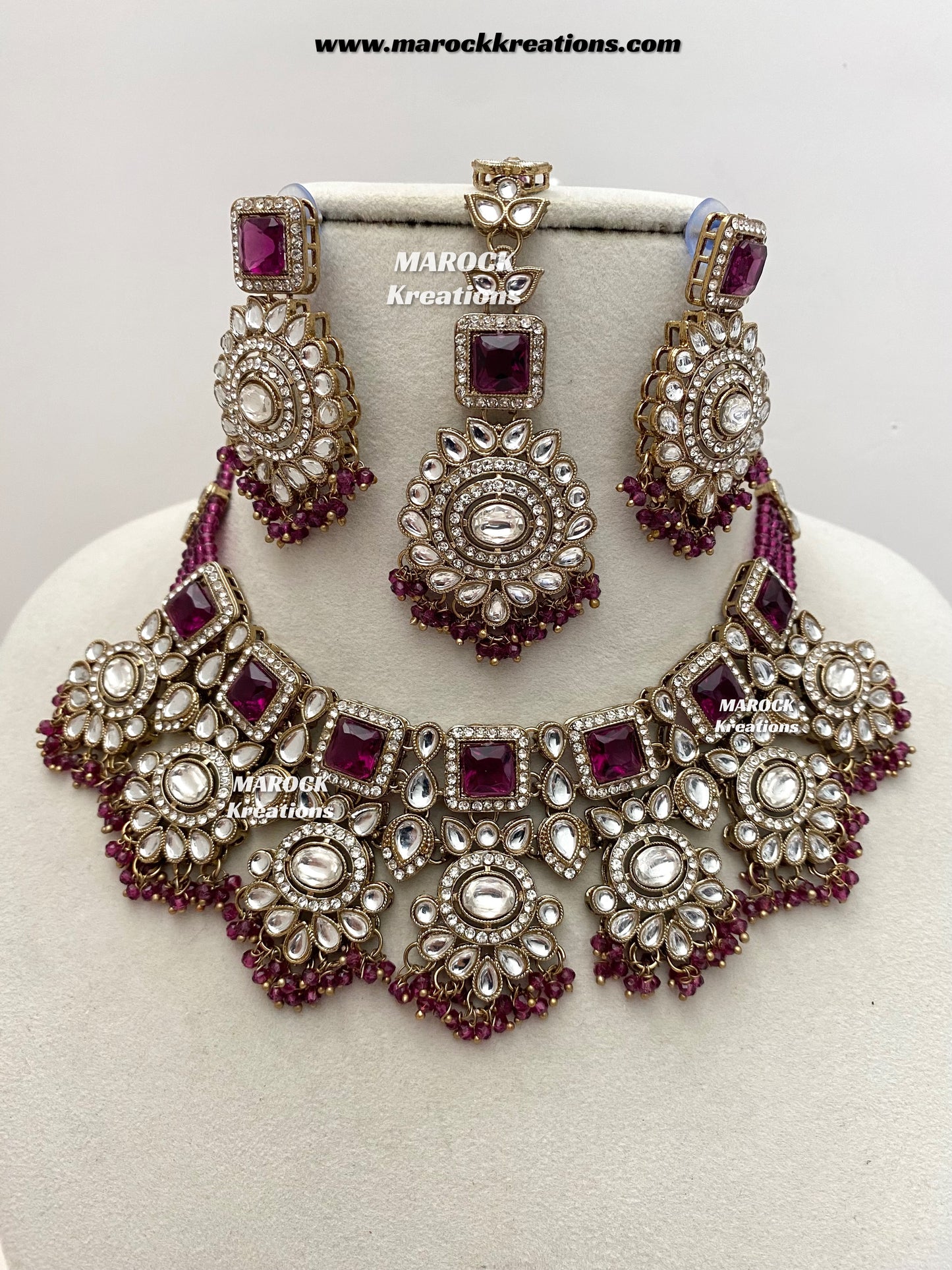 Christi Premium Quality Kundan Statement necklace set