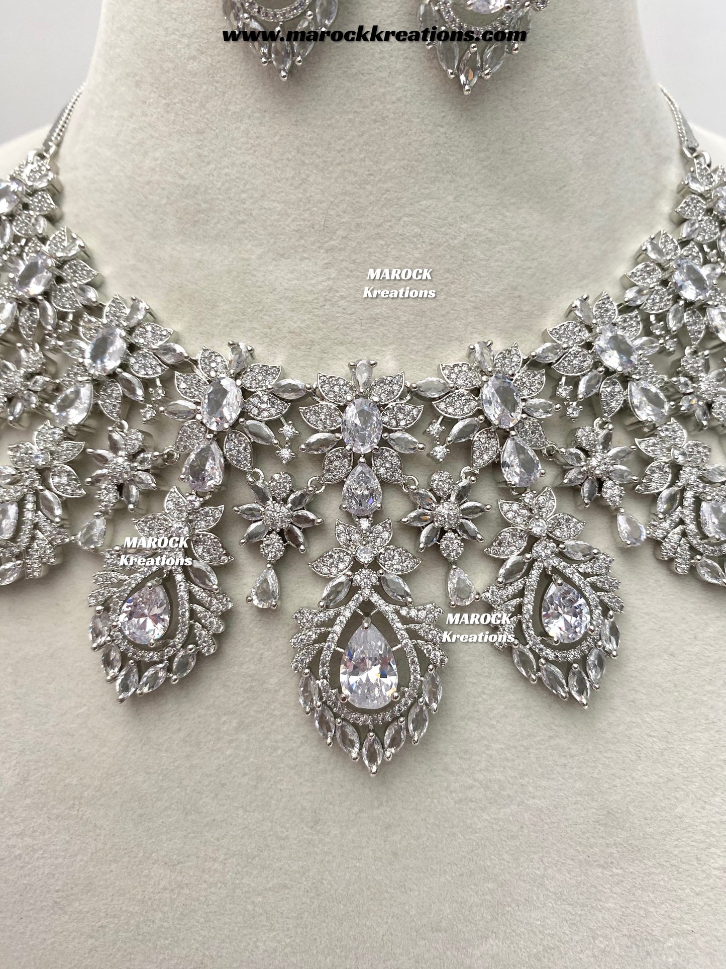 Austin Silver American Diamond Necklace set