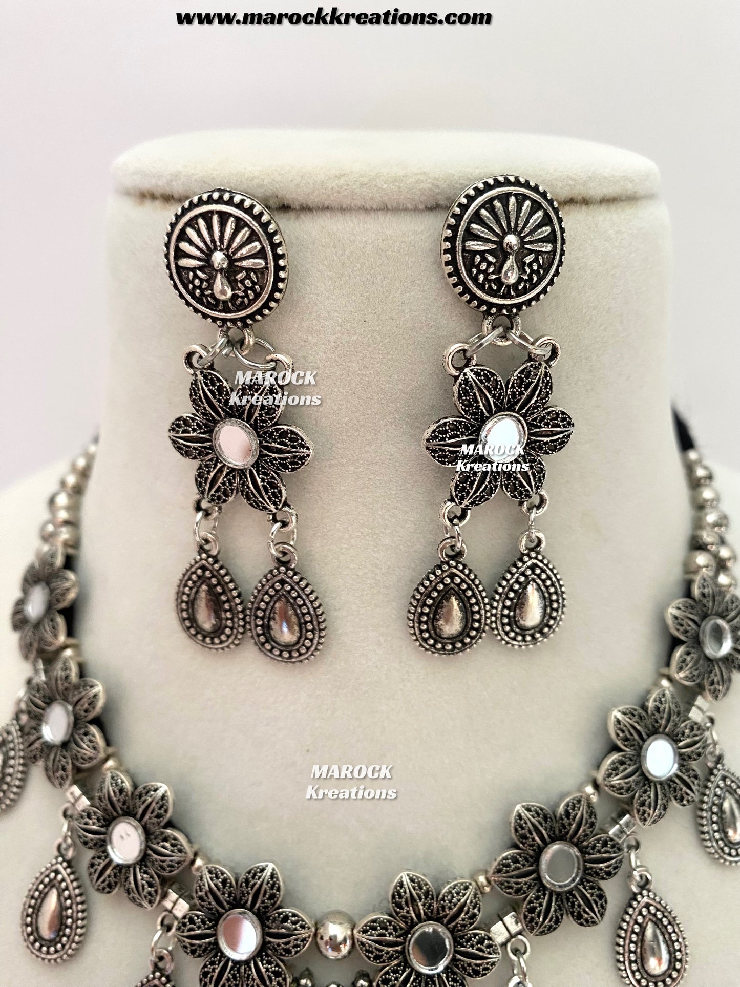 Oxidized Mirror Necklace set