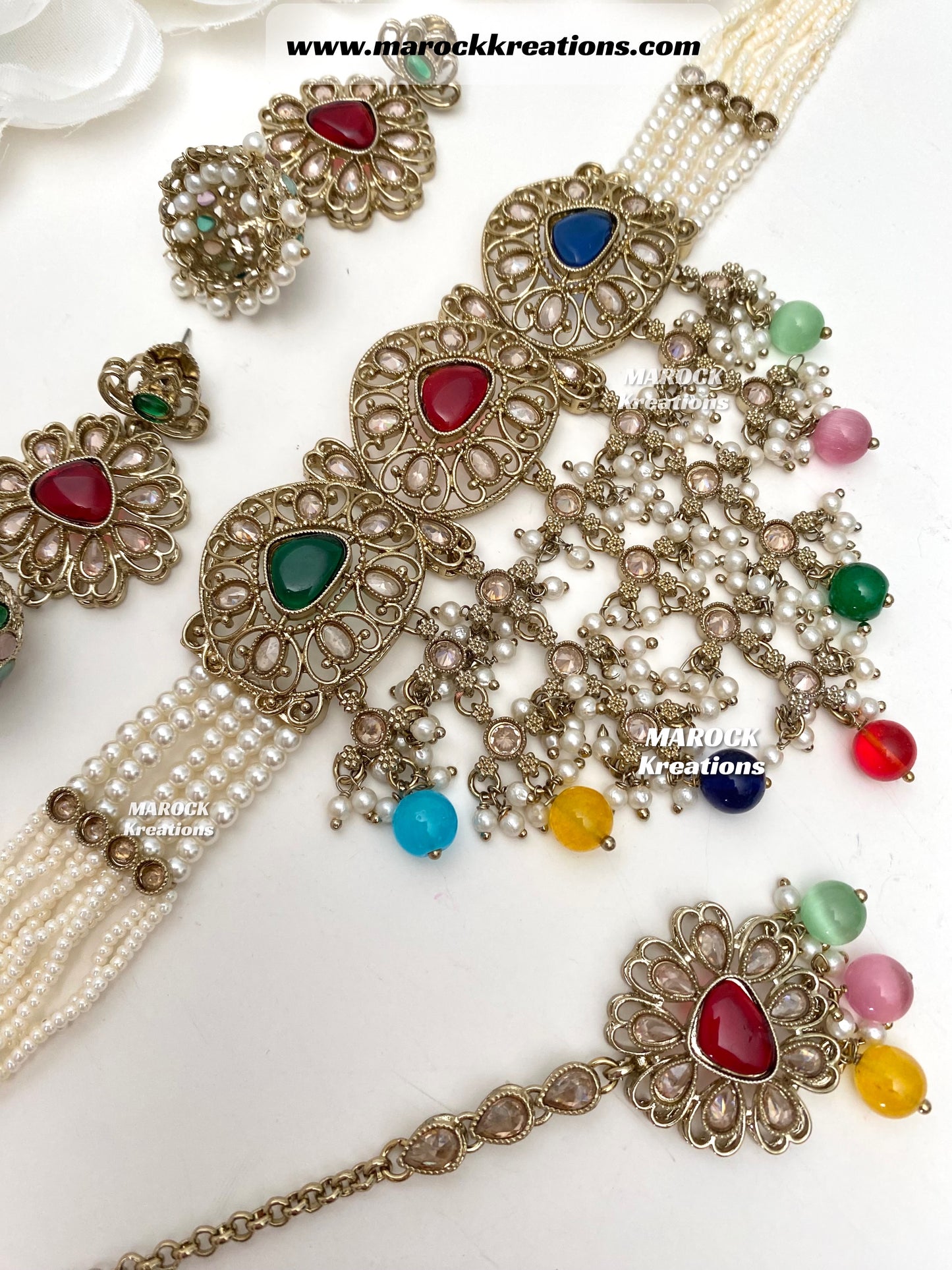 Amaira Antique Gold Polki choker set