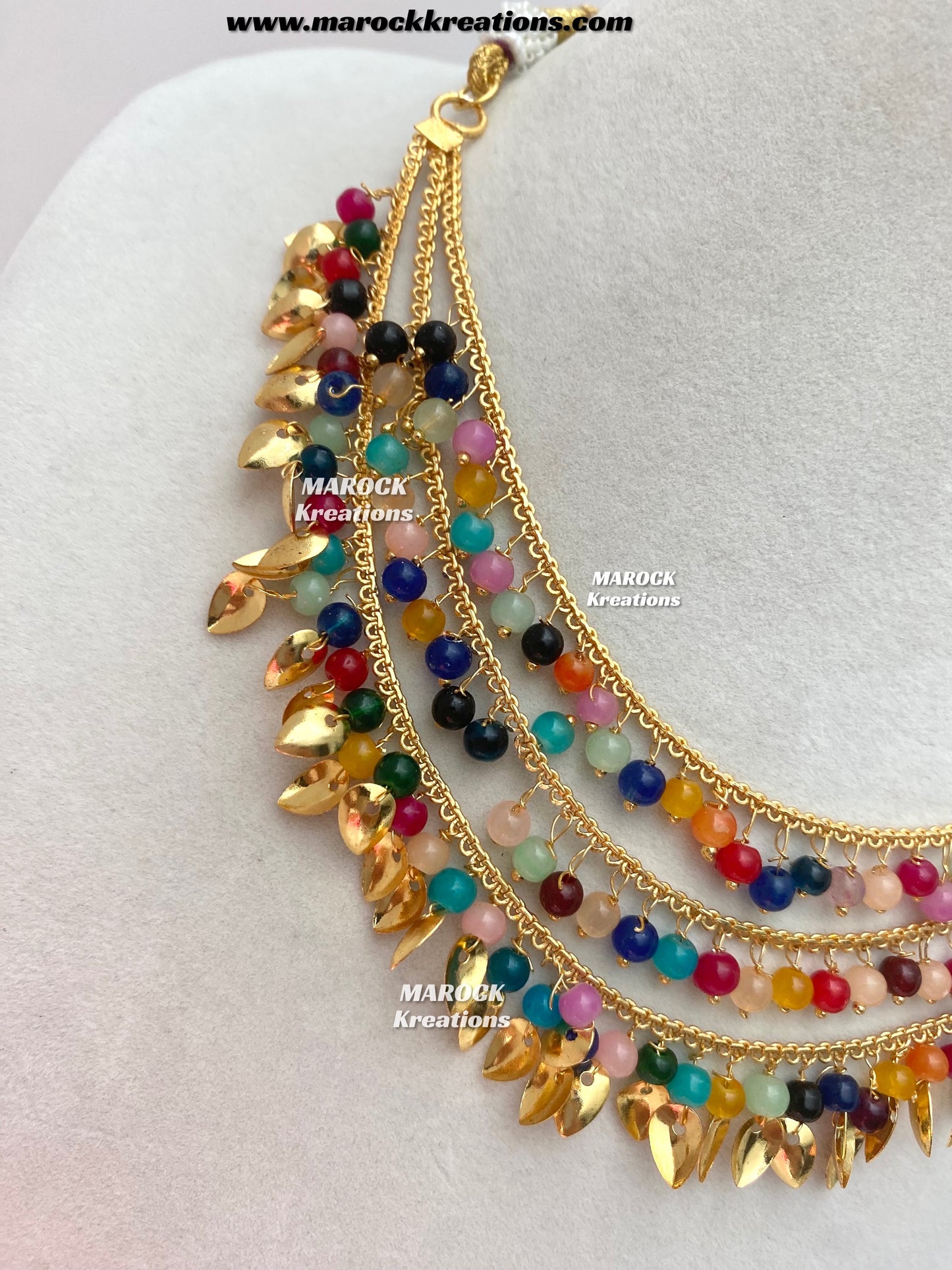 Gold plated traditional 3 layers Peepal Patti Necklace (only Necklace)