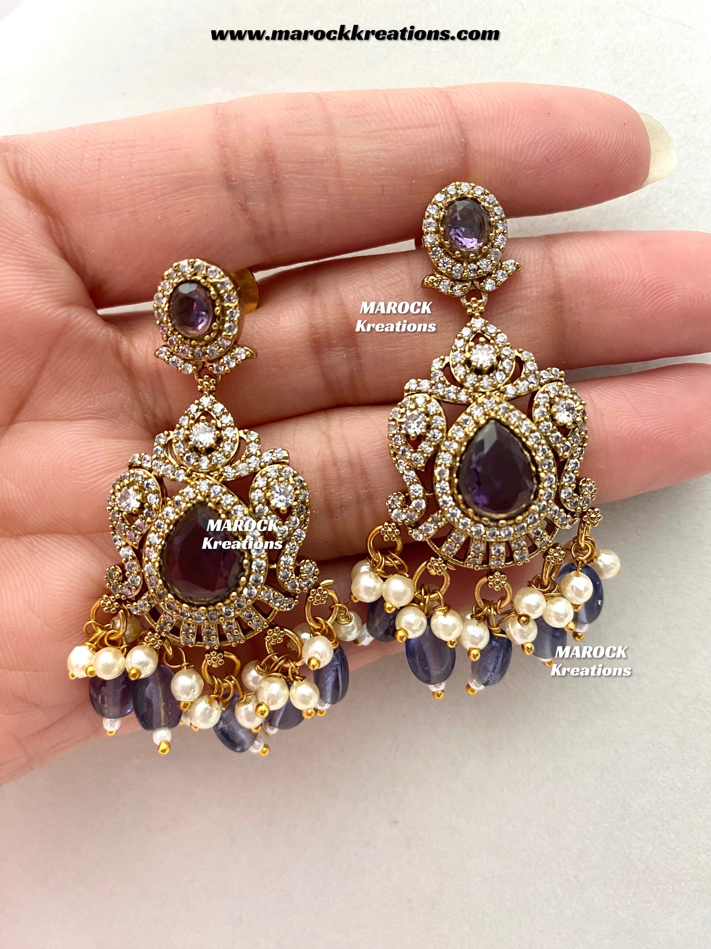 Rushi Antique Gold American Diamond choker set