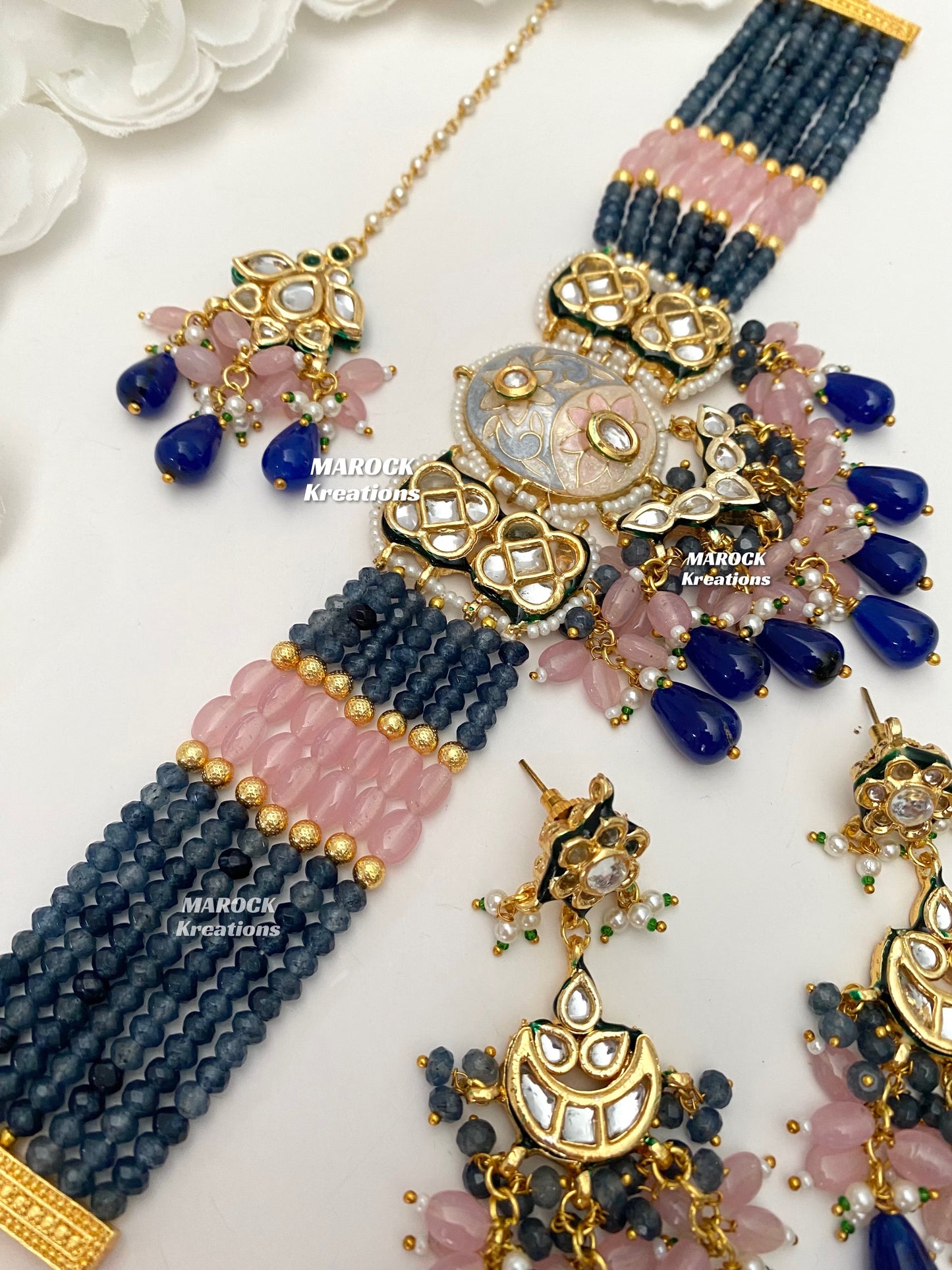 Brinda Premium Quality Kundan Meenakari Statement Choker set