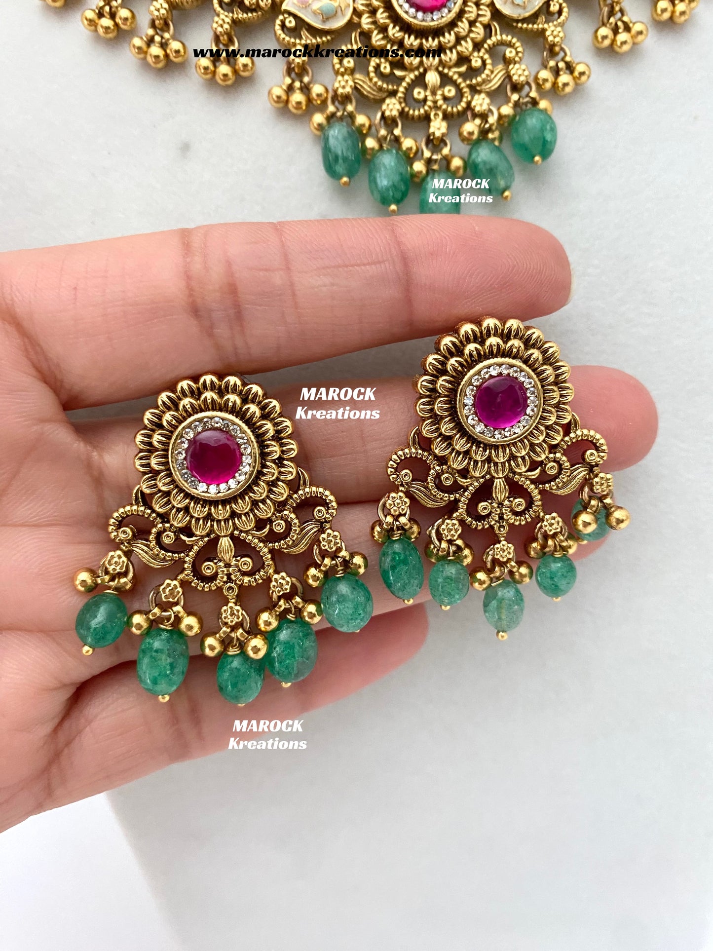 Mayuri Premium Quality Gold Plated Meenakari Rajwadi Necklace set