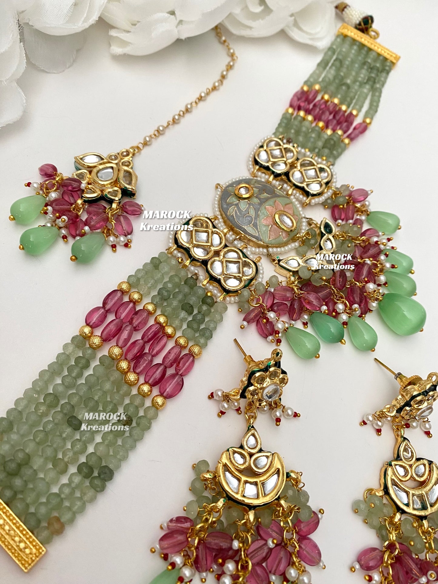 Brinda Premium Quality Kundan Meenakari Statement Choker set