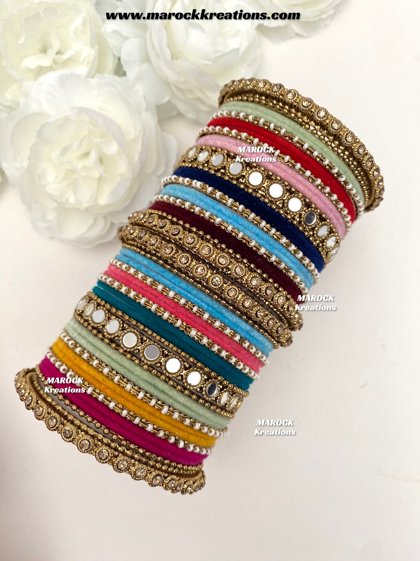 Multi color Bangles set with mirror kade/ jago and sangeet bangels