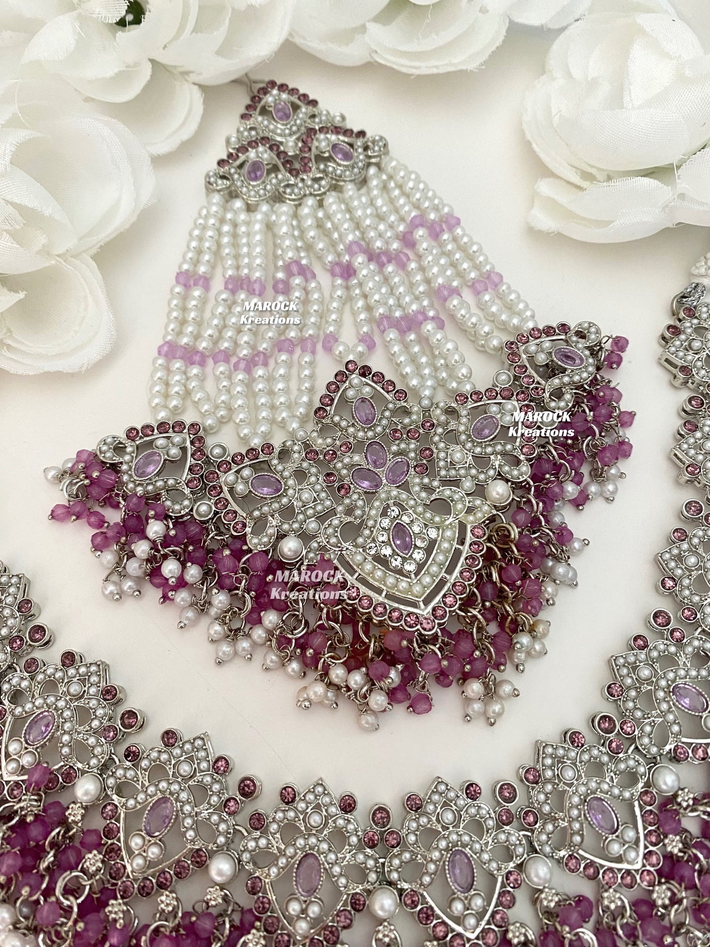 Aisha Silver Pakistani Necklace set with Passa/Jhoomer