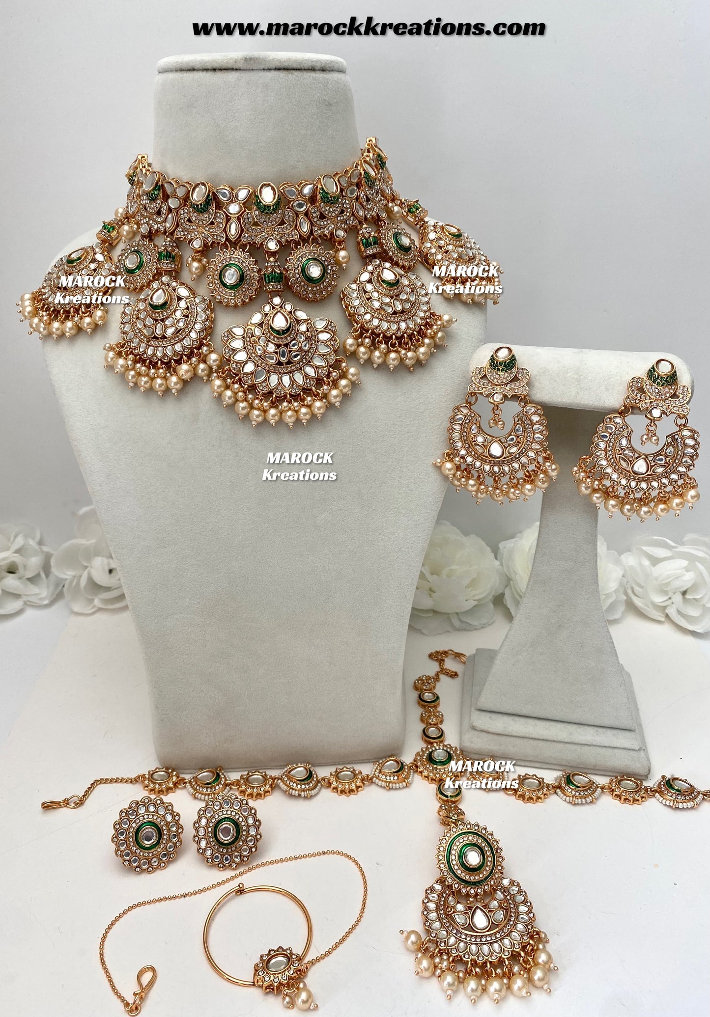 Sareela Premium Quality Rose gold uncut kundan Statement Bridal set