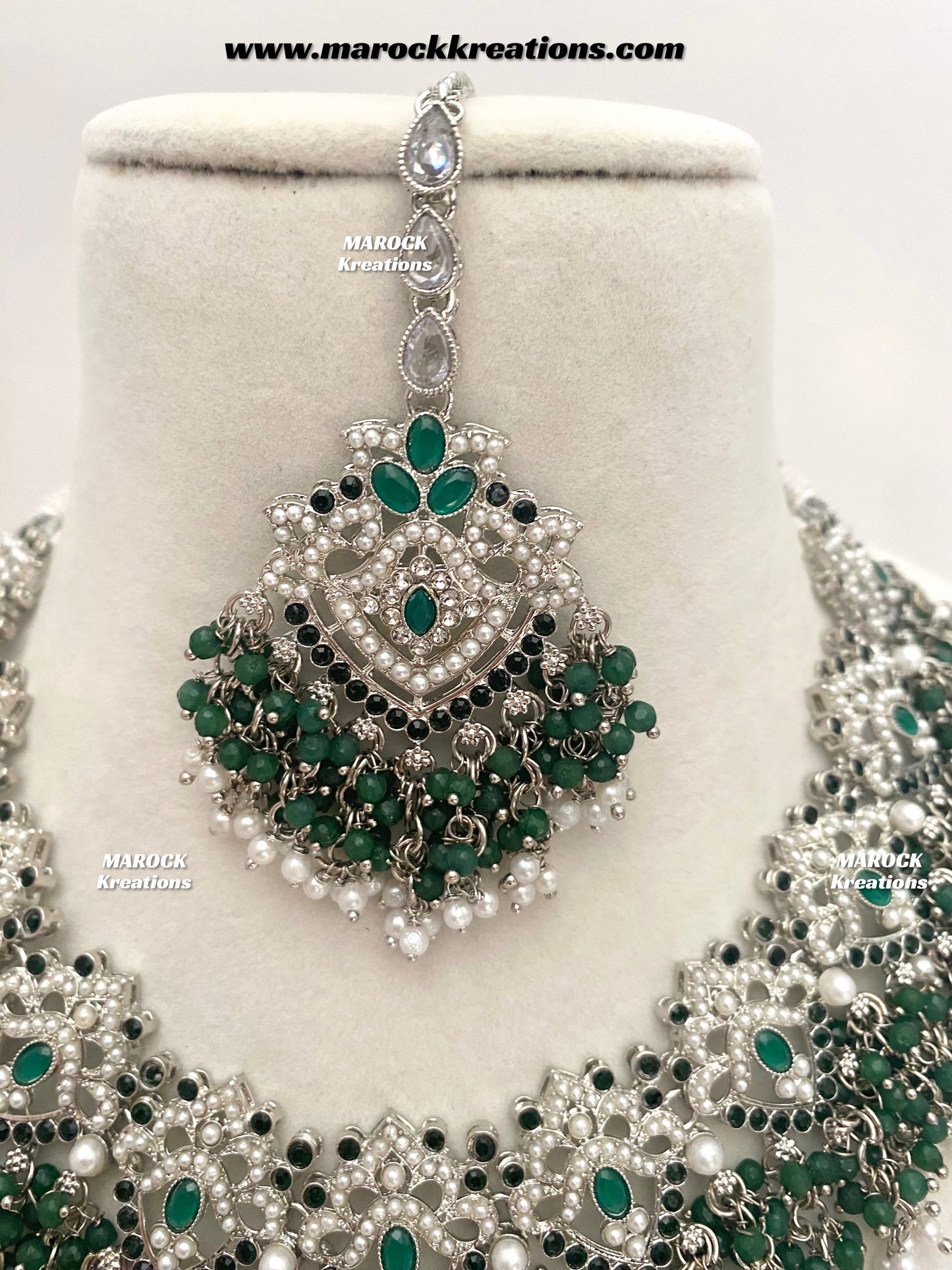 Aisha Silver Pakistani Necklace set with Passa/Jhoomer