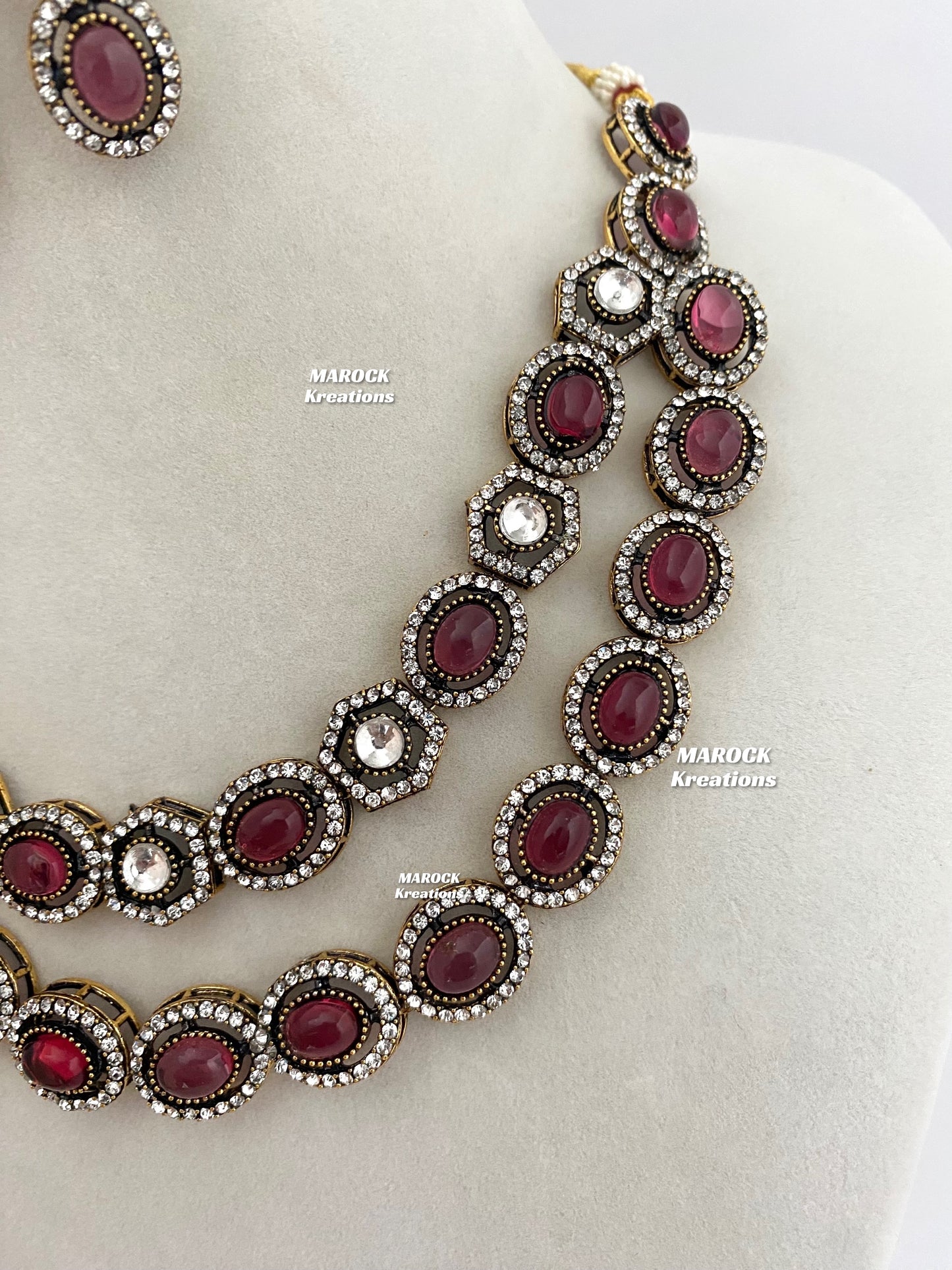 Sheenam Victorian Kundan Double layer Necklace set