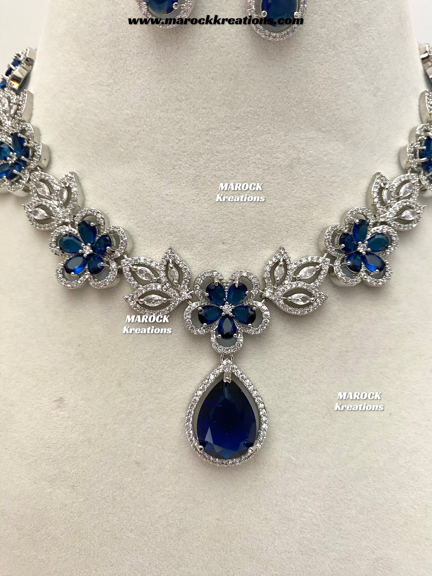 Sibani Silver American Diamond Necklace set