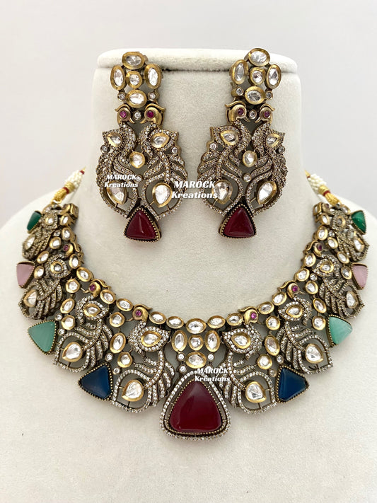 Anisha Sabyasachi inspired Premium Quality Moissanite Kundan Statement Necklace set