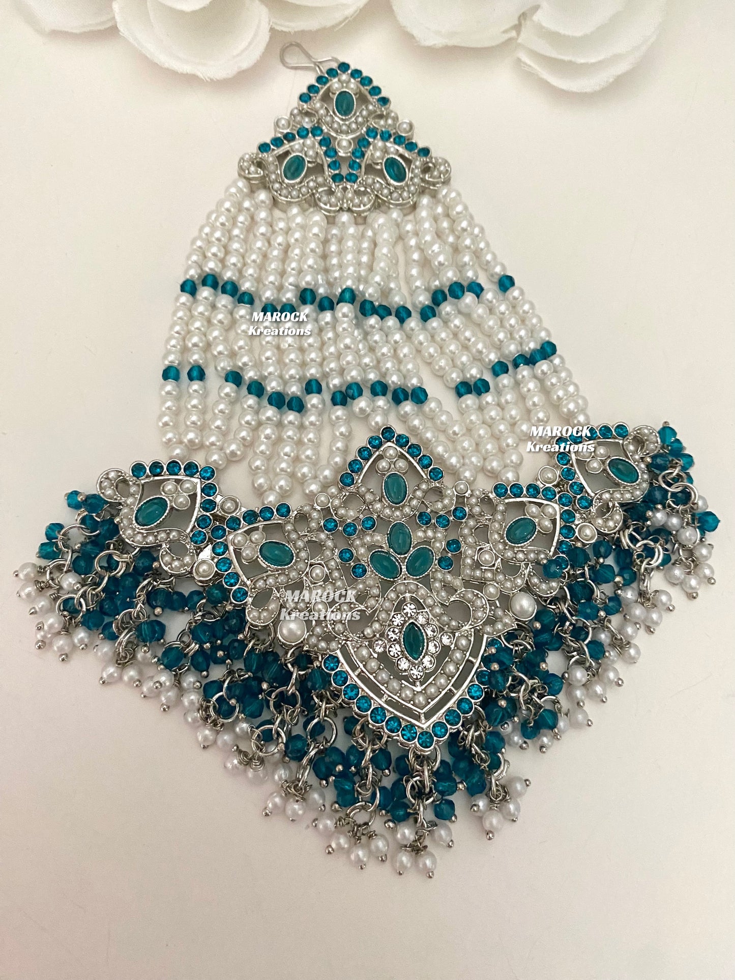 Aisha Silver Pakistani Necklace set with Passa/Jhoomer