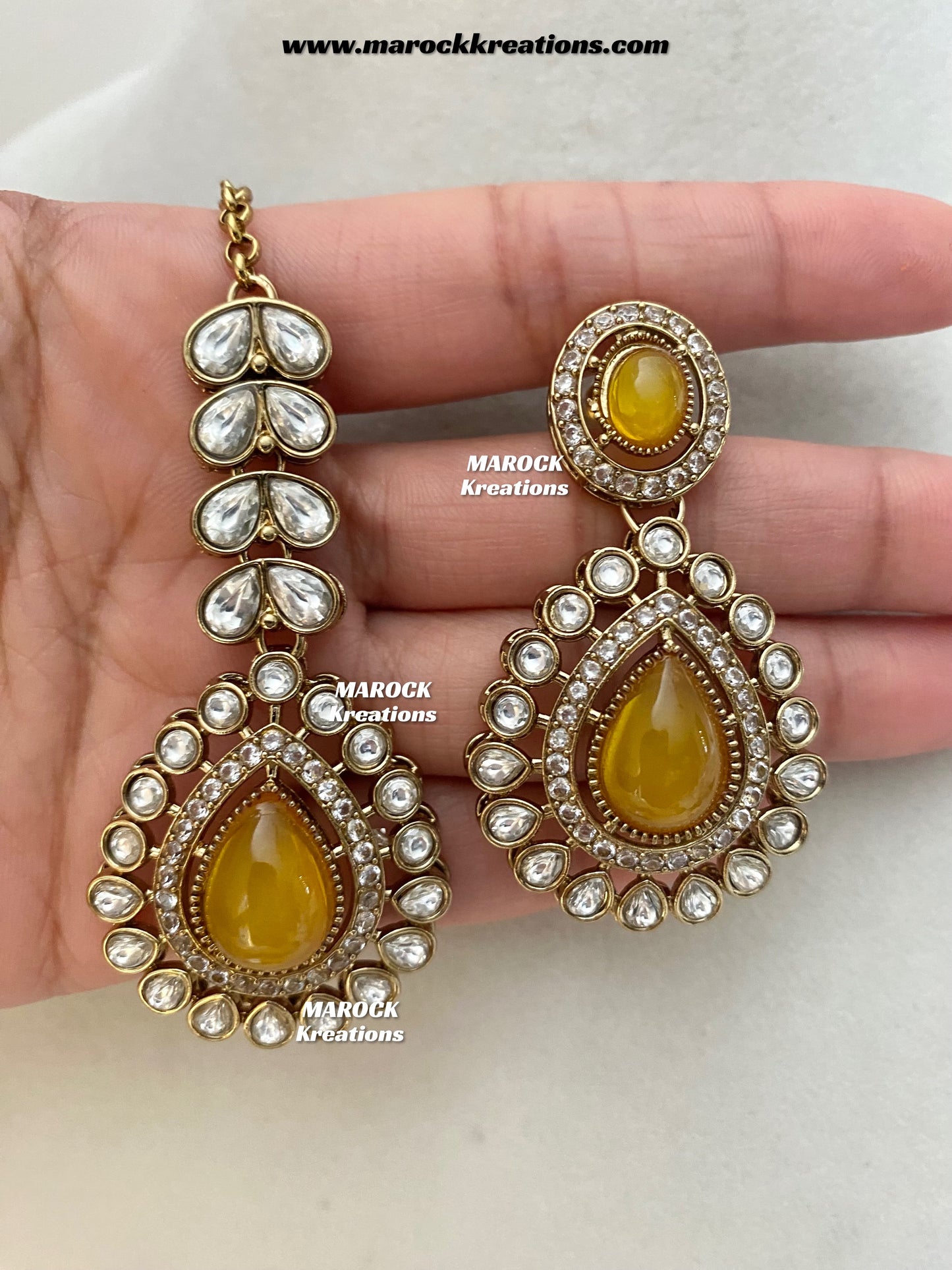 Zafina Premium Quality Moissanite Kundan Statement Choker/Necklace set