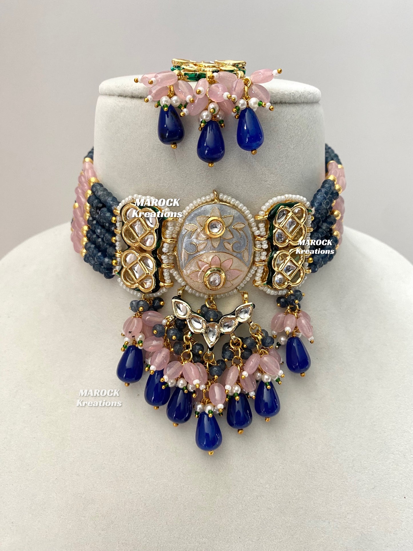 Brinda Premium Quality Kundan Meenakari Statement Choker set