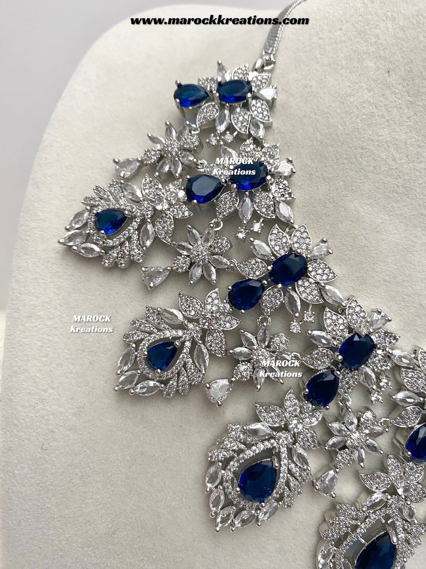 Austin Silver American Diamond Necklace set