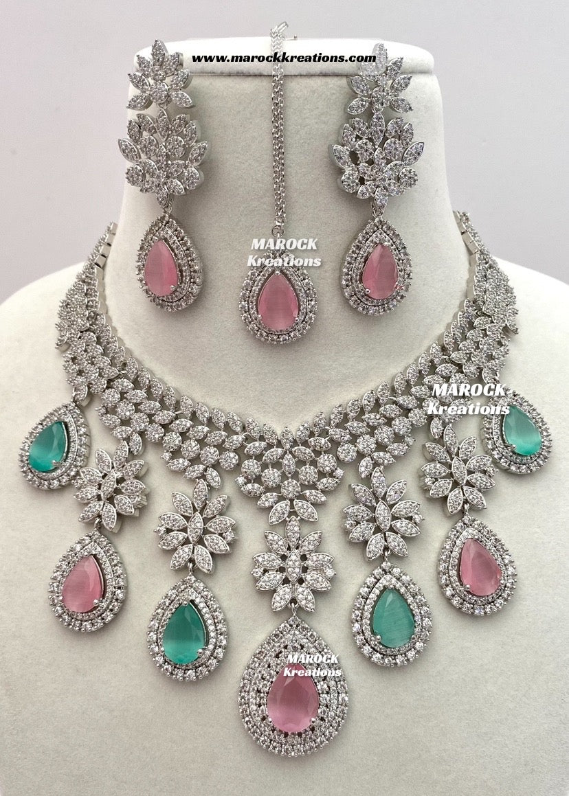 American Diamond Statement Necklace set