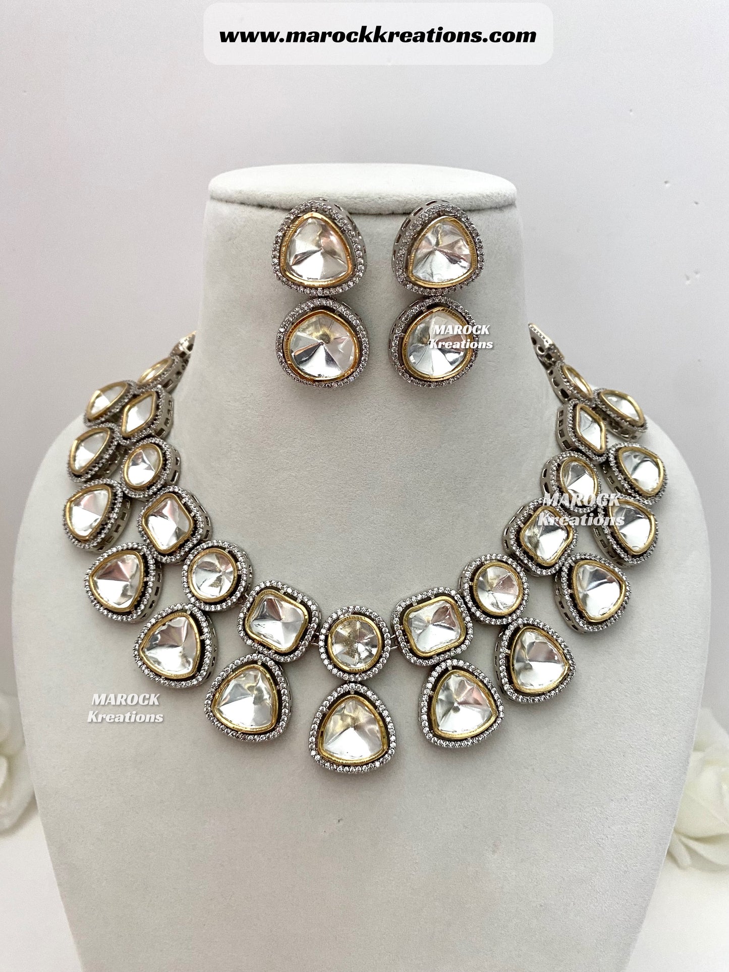 Meera Tyani inspired Premium Quality dual tone Kundan Statement Necklace set