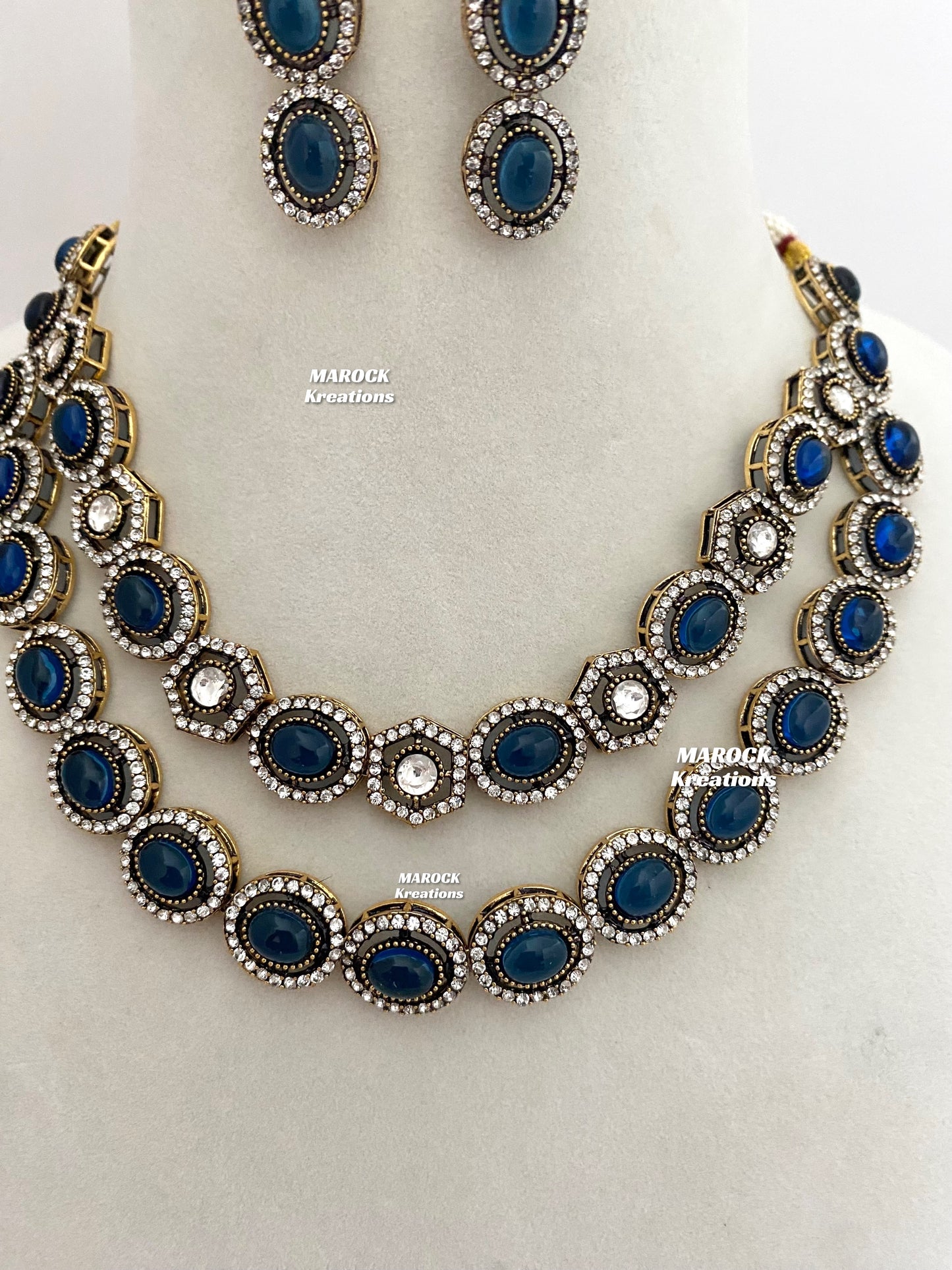 Sheenam Victorian Kundan Double layer Necklace set
