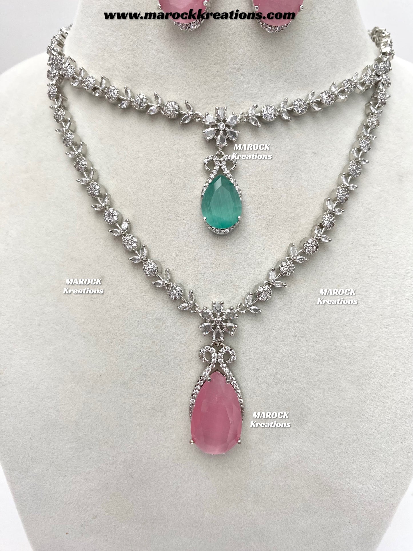 Lauren Silver American Diamond Necklace set