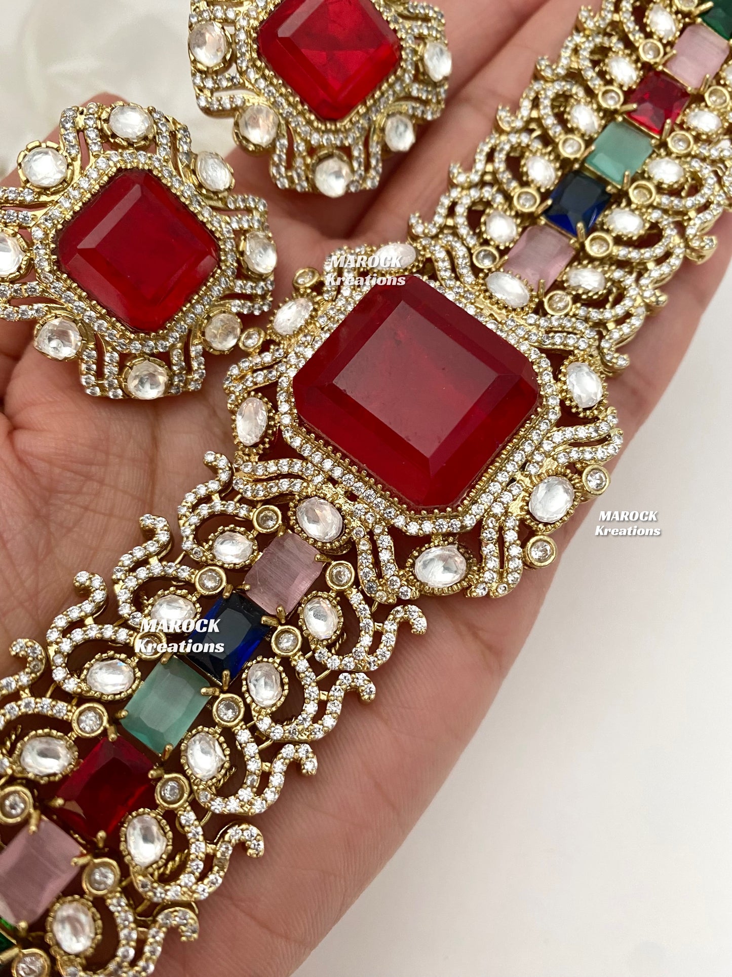 Paloma Sabyasachi inspired Premium Quality Moissanite Kundan and American Diamond choker set