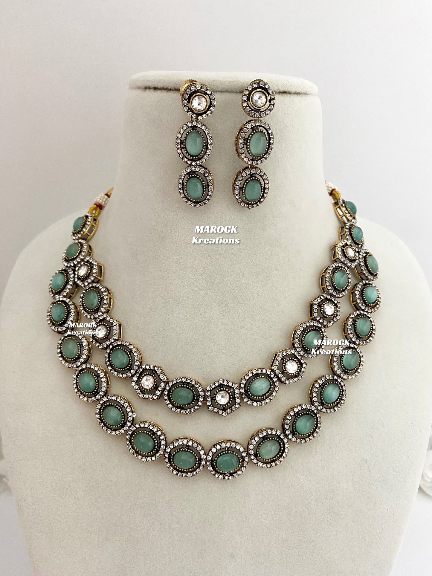 Sheenam Victorian Kundan Double layer Necklace set
