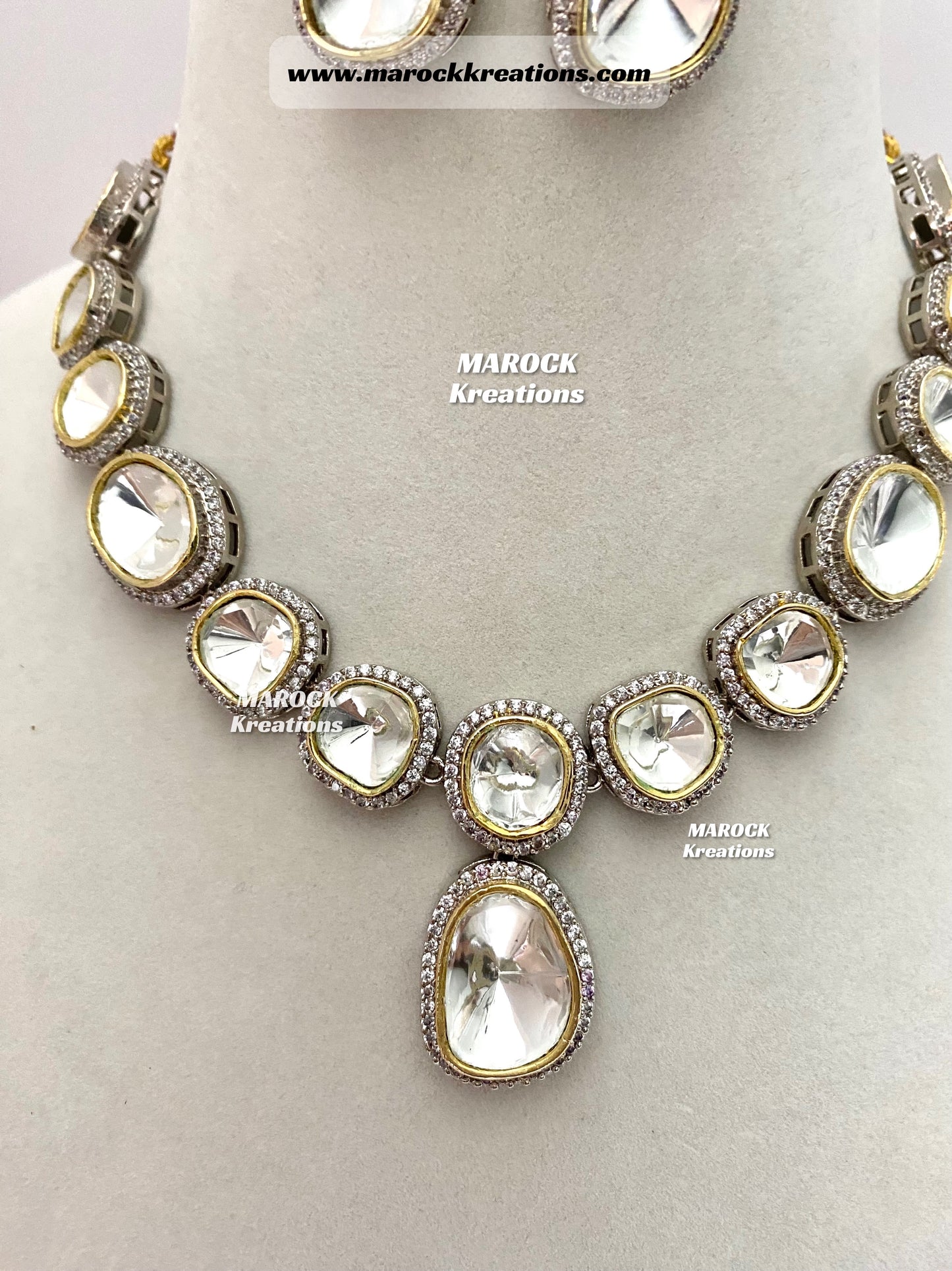 Tyani inspired Premium Quality dual tone uncut Kundan Necklace set