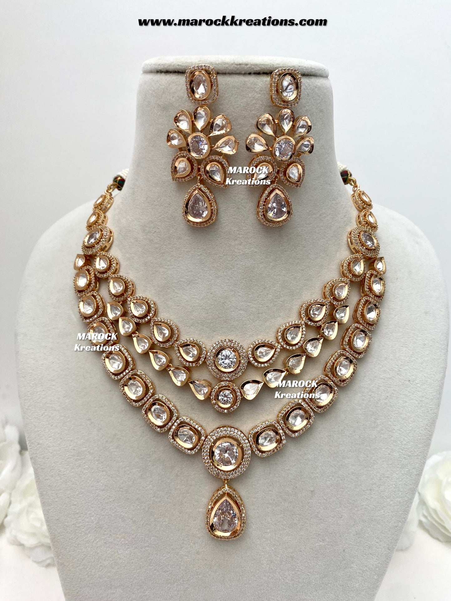 Mahnoor Premium Quality Tyani inspired Gold plated statement necklace set