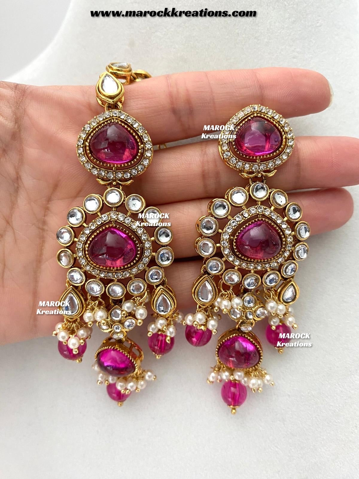 Harsha Premium Quality Kundan and Monalisa stone Statement Necklace set