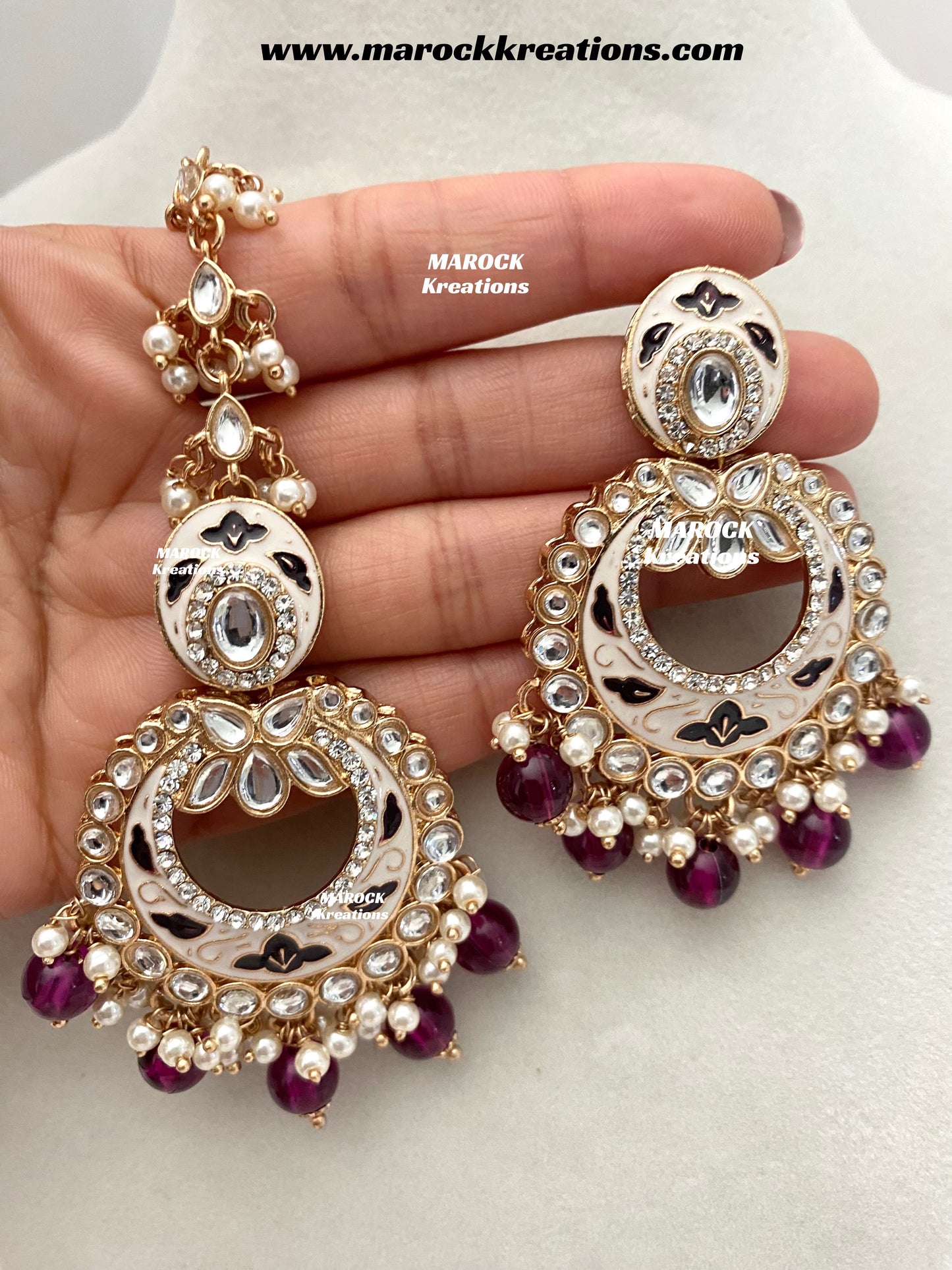 Nirvi Premium Quality Rose Gold Kundan Meenakari Choker/Necklace set