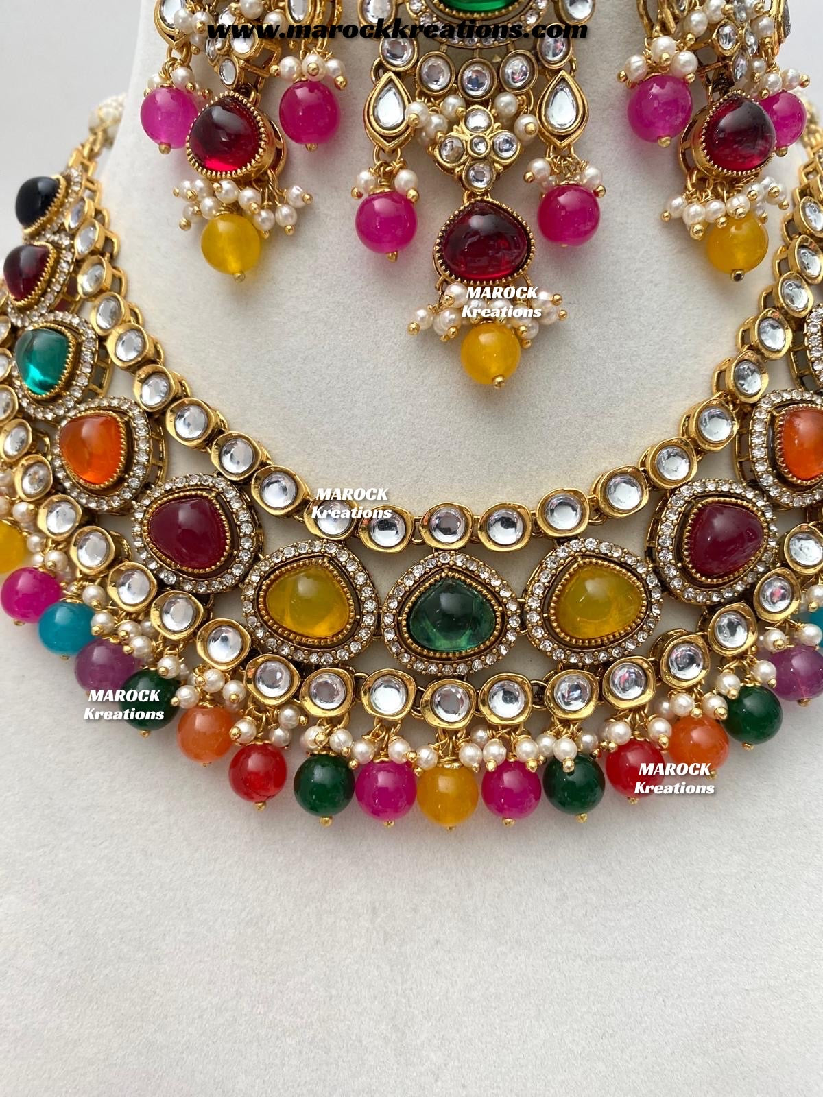 Harsha Premium Quality Kundan and Monalisa stone Statement Necklace set