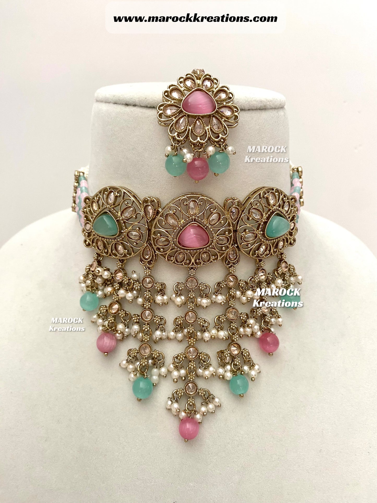 Amaira Antique Gold Polki choker set