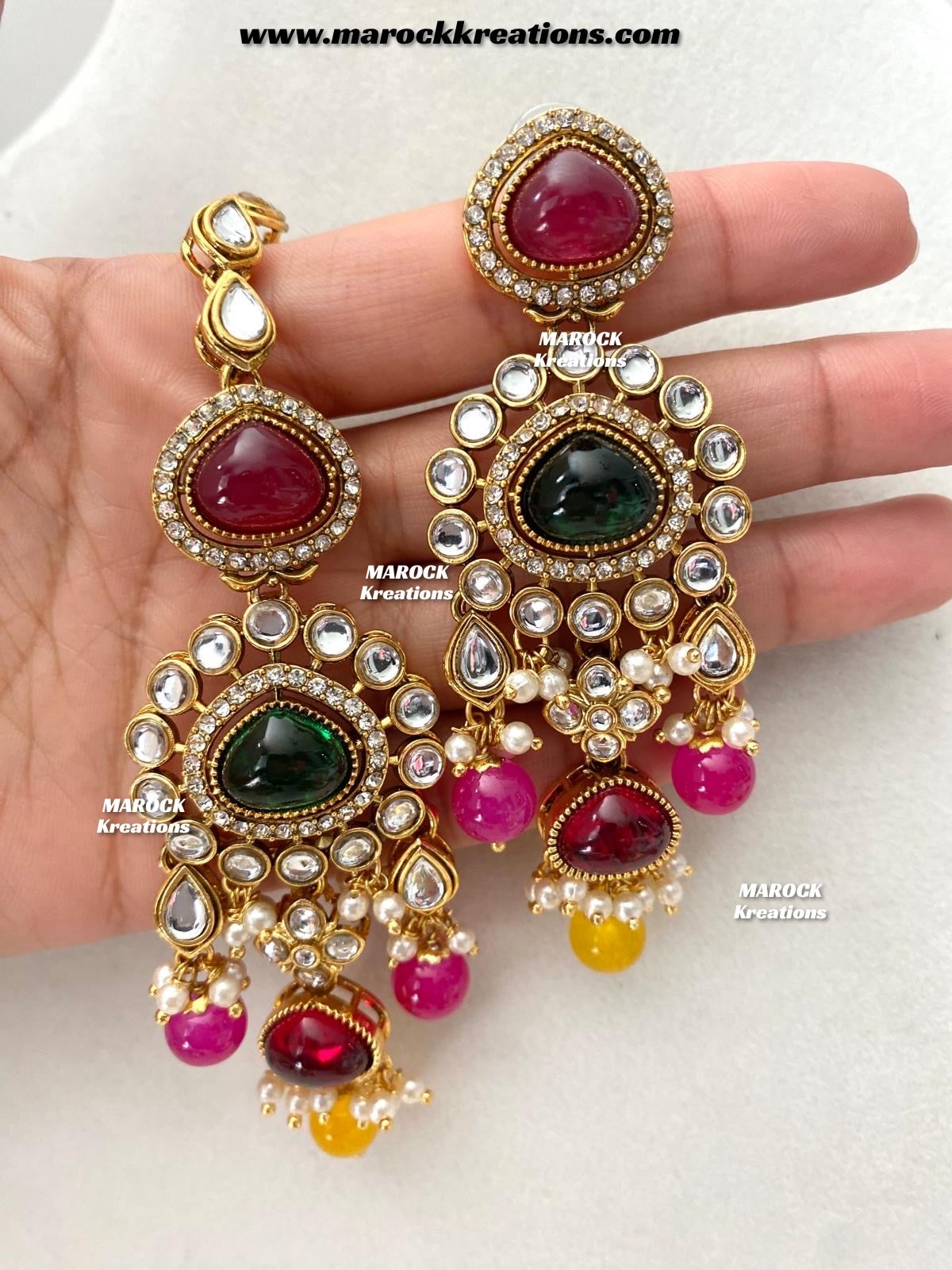 Harsha Premium Quality Kundan and Monalisa stone Statement Necklace set
