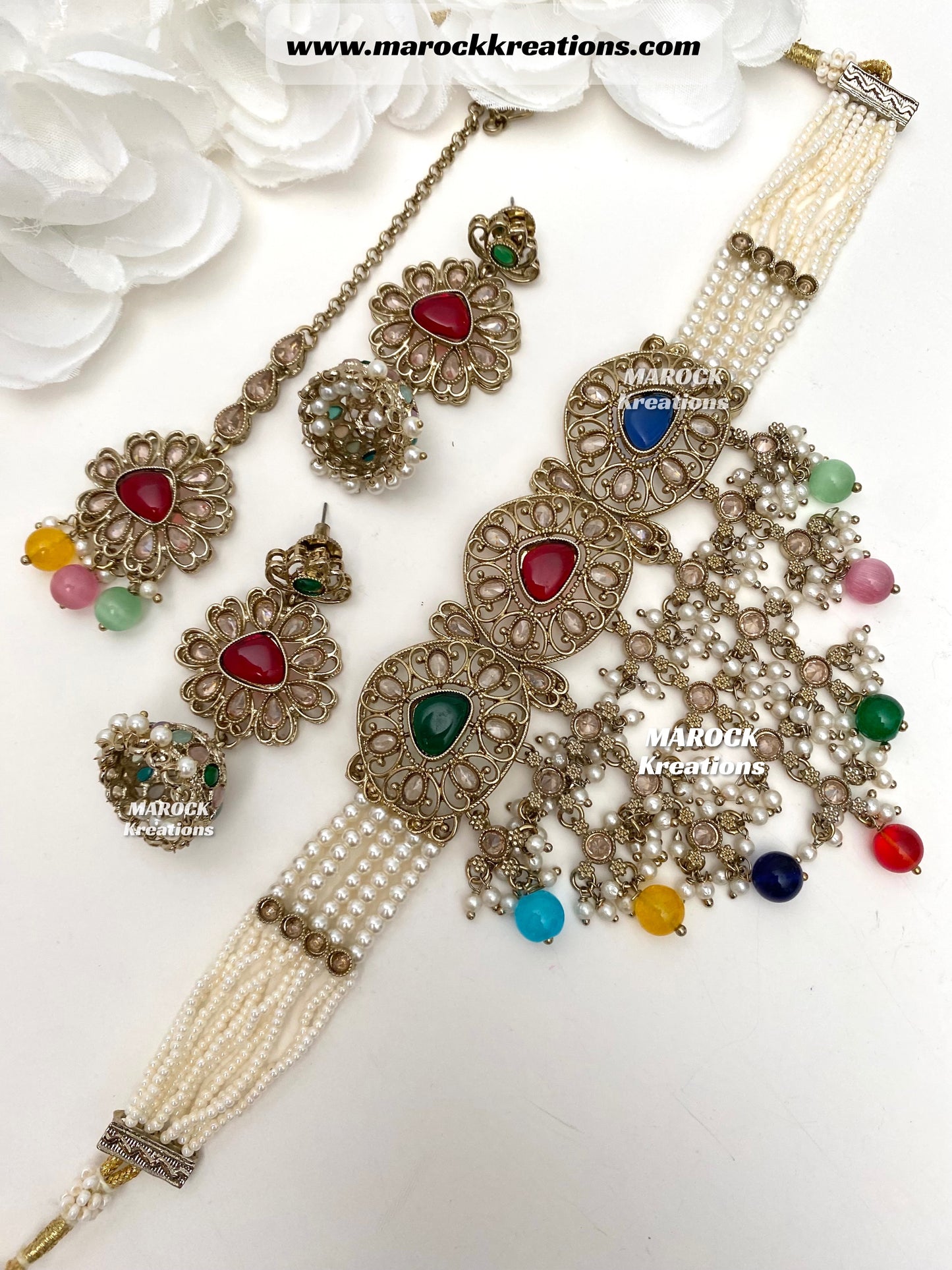 Amaira Antique Gold Polki choker set