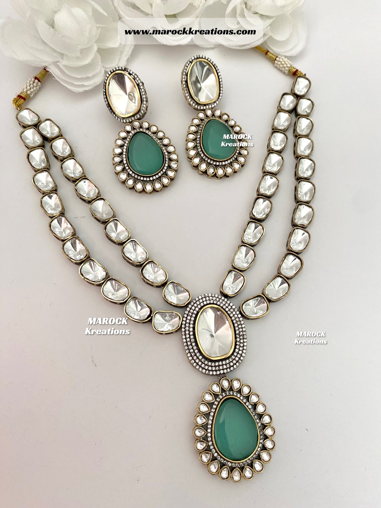 Premium Quality uncut Kundan Moissanite Necklace set
