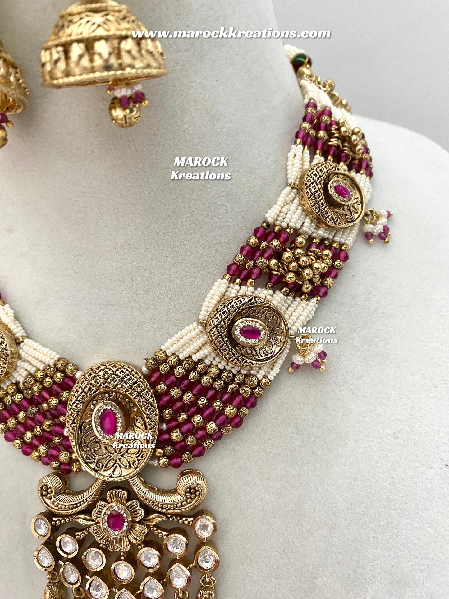 Arifa Premium Quality Gold Plated Rajwadi Necklace set