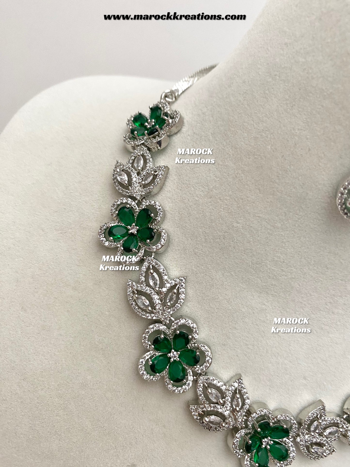 Sibani Silver American Diamond Necklace set