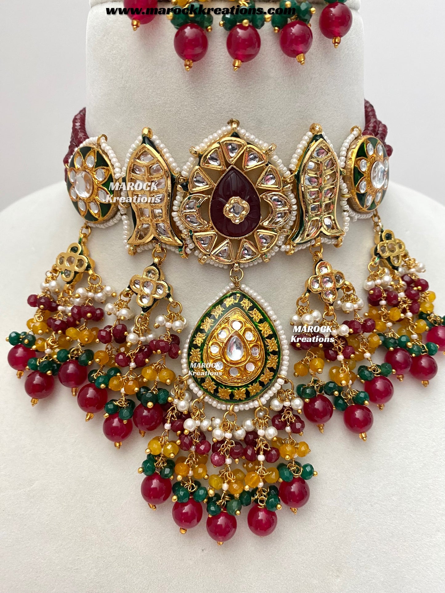 Jannat Premium Quality Kundan Meenakari Statement Choker set