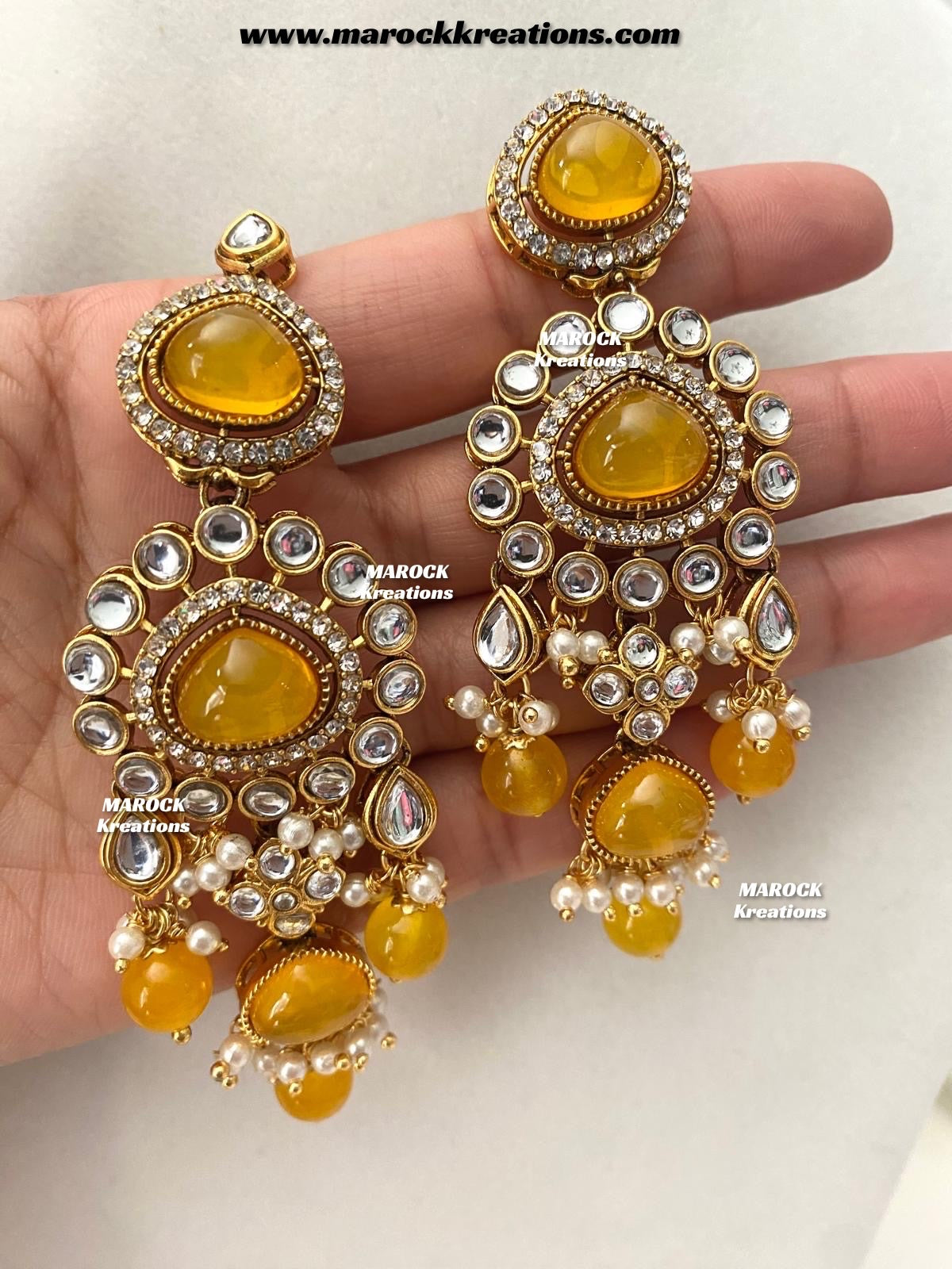 Harsha Premium Quality Kundan and Monalisa stone Statement Necklace set