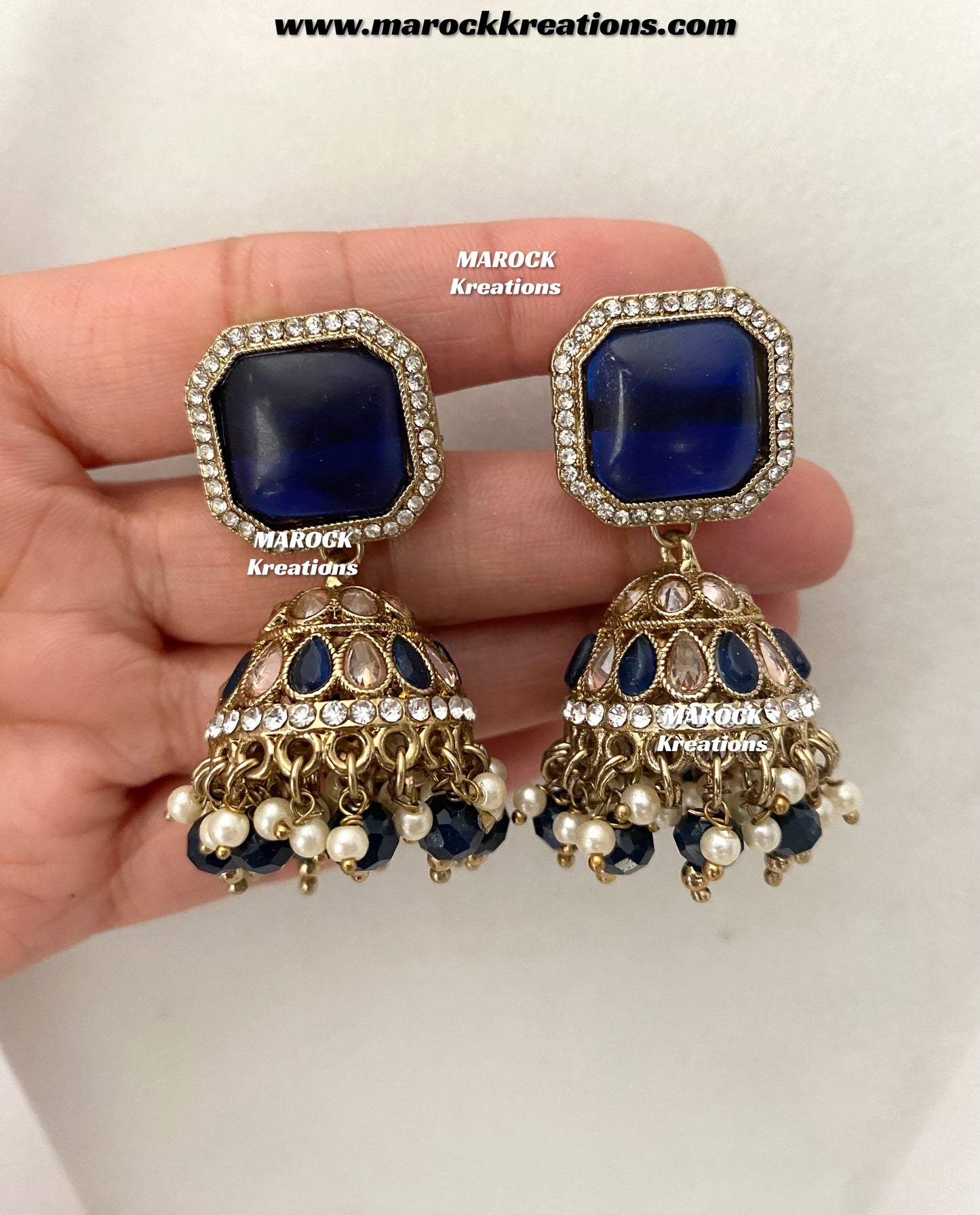 Premium Quality Antique Gold Polki and Monalisa stone Jhumki Earrings