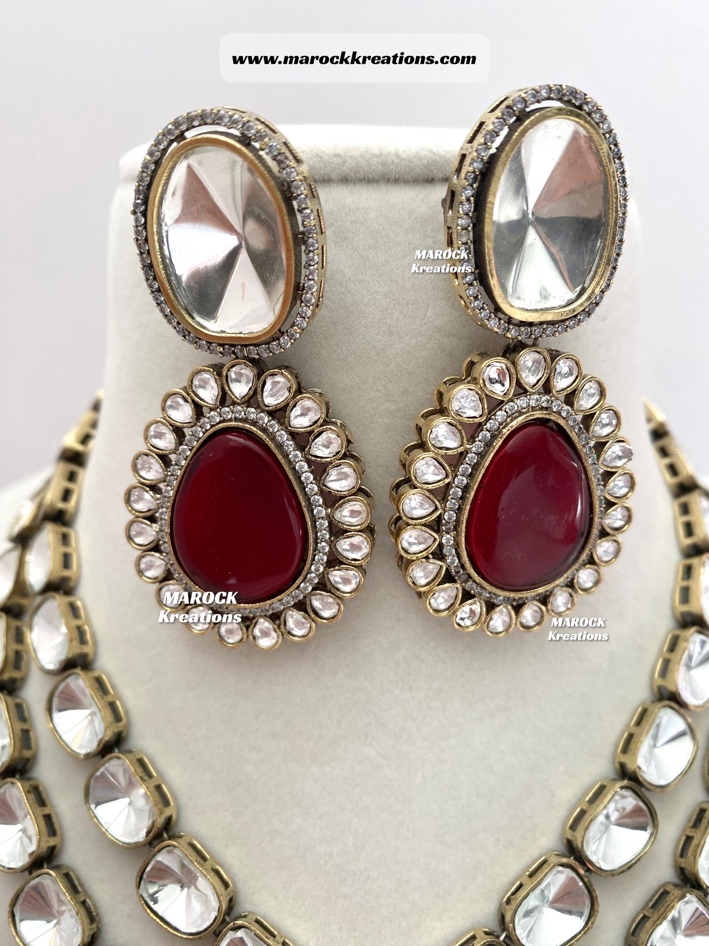 Premium Quality uncut Kundan Moissanite Necklace set