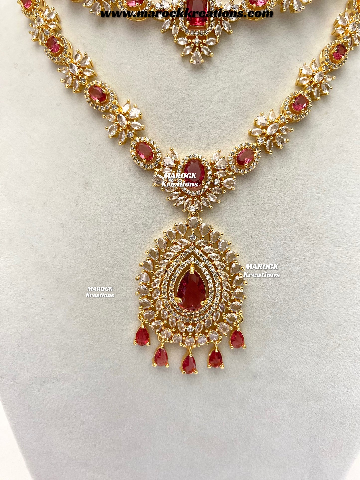Farhat Golden American Diamond Necklace set