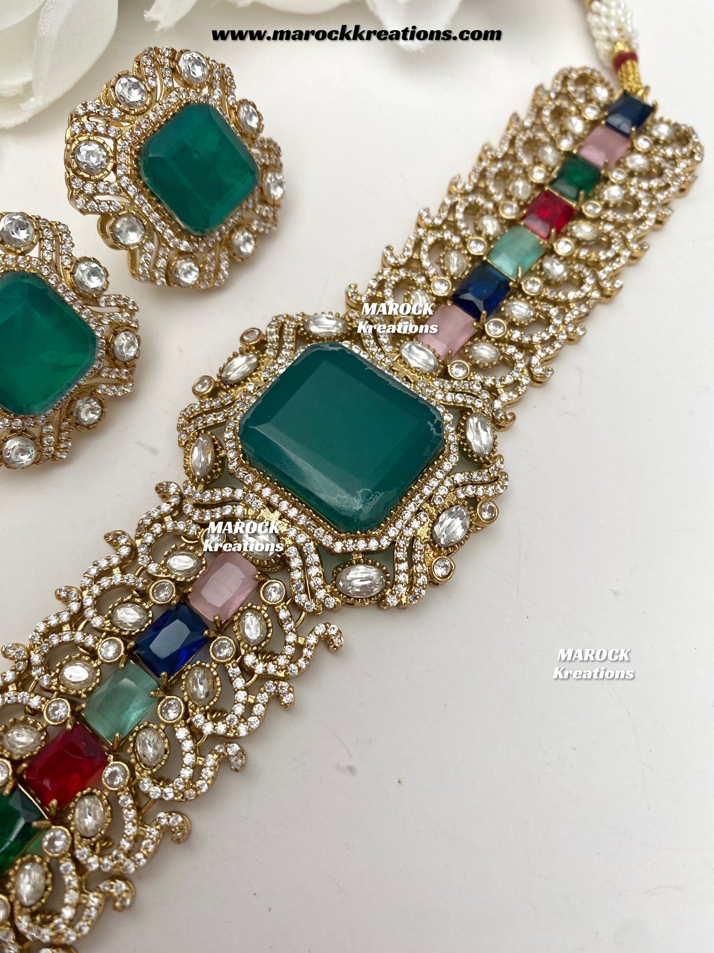 Paloma Sabyasachi inspired Premium Quality Moissanite Kundan and American Diamond choker set