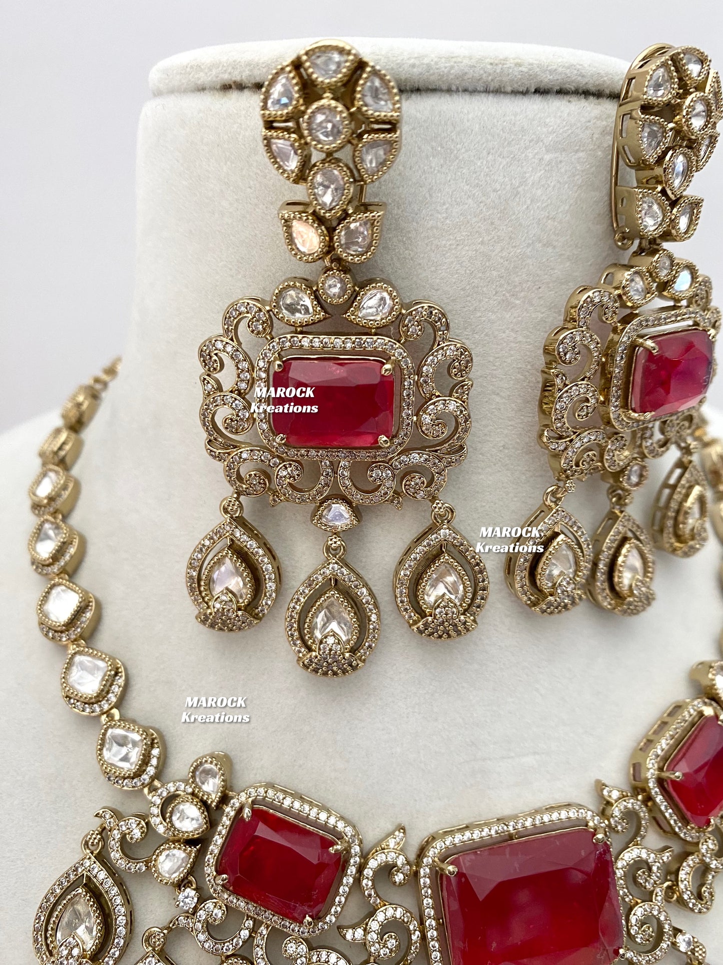 Labiba Sabyasachi inspired Premium Quality Moissanite Kundan with doublet stone Statement Necklace set