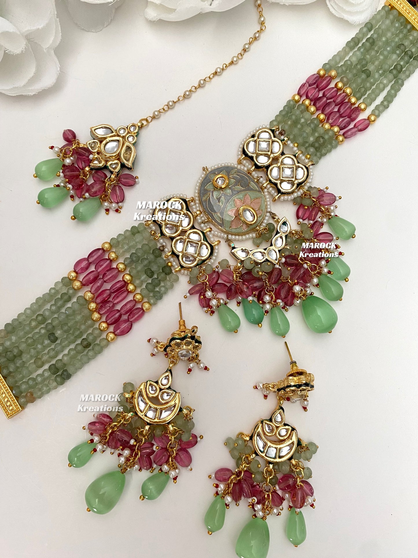 Brinda Premium Quality Kundan Meenakari Statement Choker set