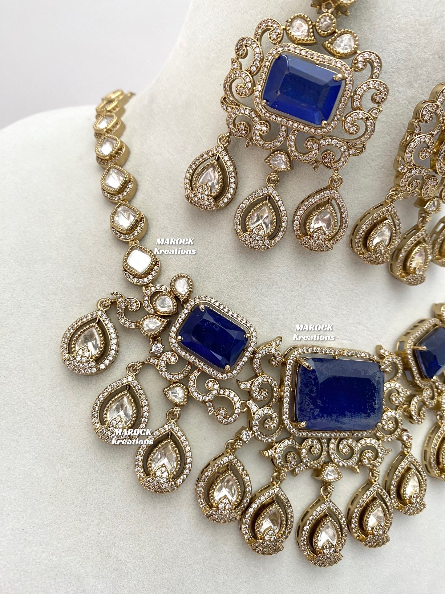 Labiba Sabyasachi inspired Premium Quality Moissanite Kundan with doublet stone Statement Necklace set