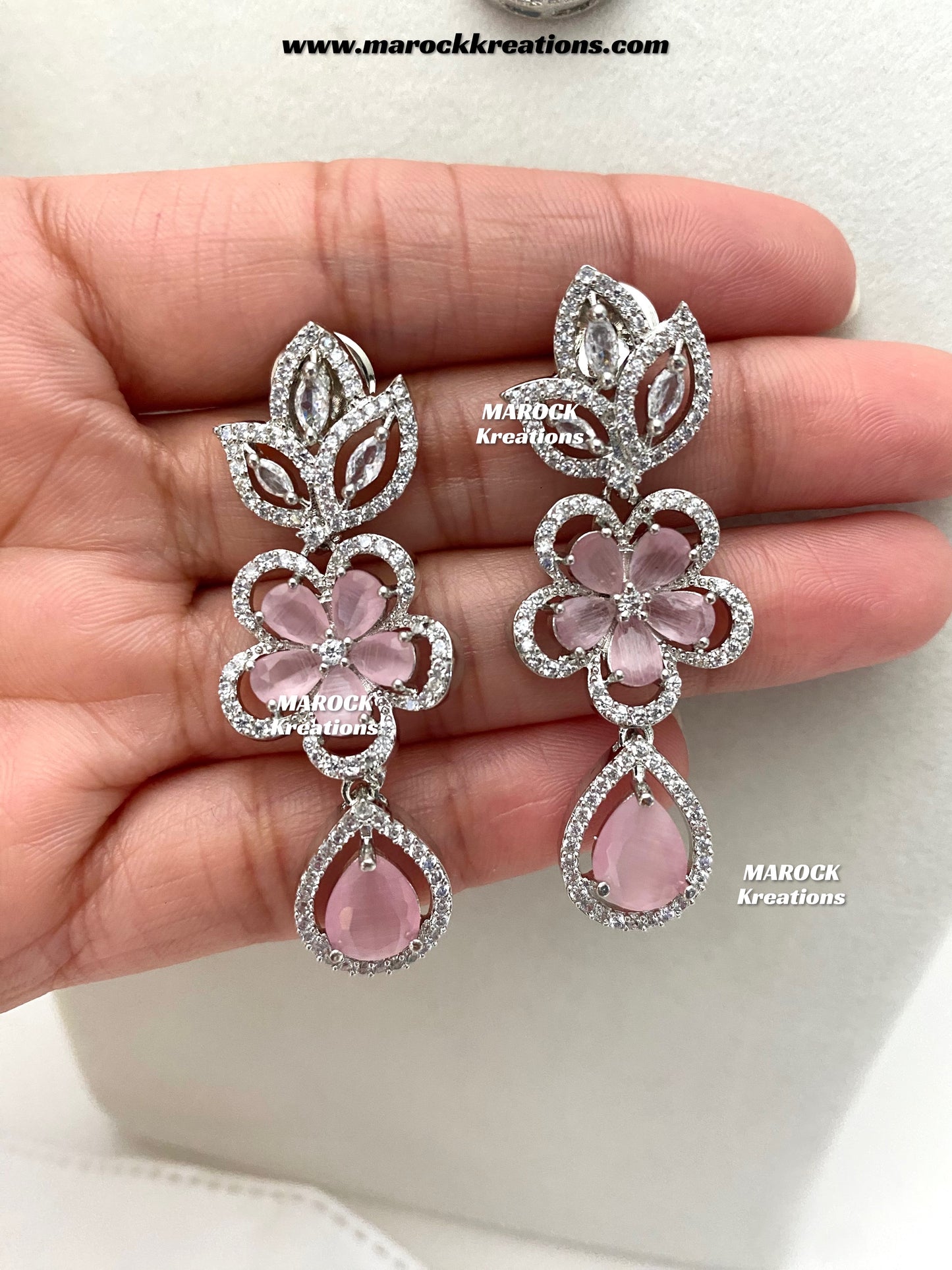 Sibani Silver American Diamond Necklace set