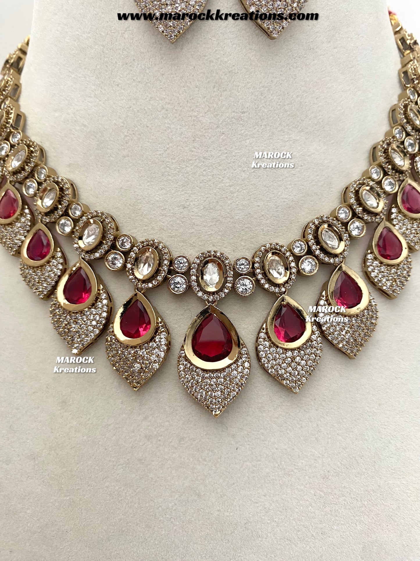 Kimmi Premium Quality Moissanite Kundan and American diamond Necklace set